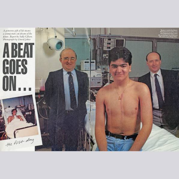  <strong><em>Ready to tackle the future: Michael [Sofoulis] and two of the men who helped give him a new life, cardiologist Jim Wilkinson and surgeon Roger Mee</em></strong>, in Sally Gibson, ‘A beat goes on’, Herald Sun, October 1989. David Johns (photographer) / Newspix.