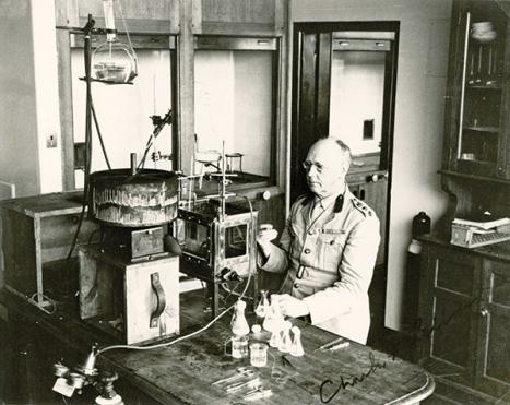 Photographer unknown, Charles Kellaway in his laboratory at the Walter and Eliza Hall Institute of Research in Pathology and Medicine during World War II, c. late 1930s; photograph; 23.3 cm × 19.5 cm. Reproduced with permission from Walter and Eliza Hall Institute
